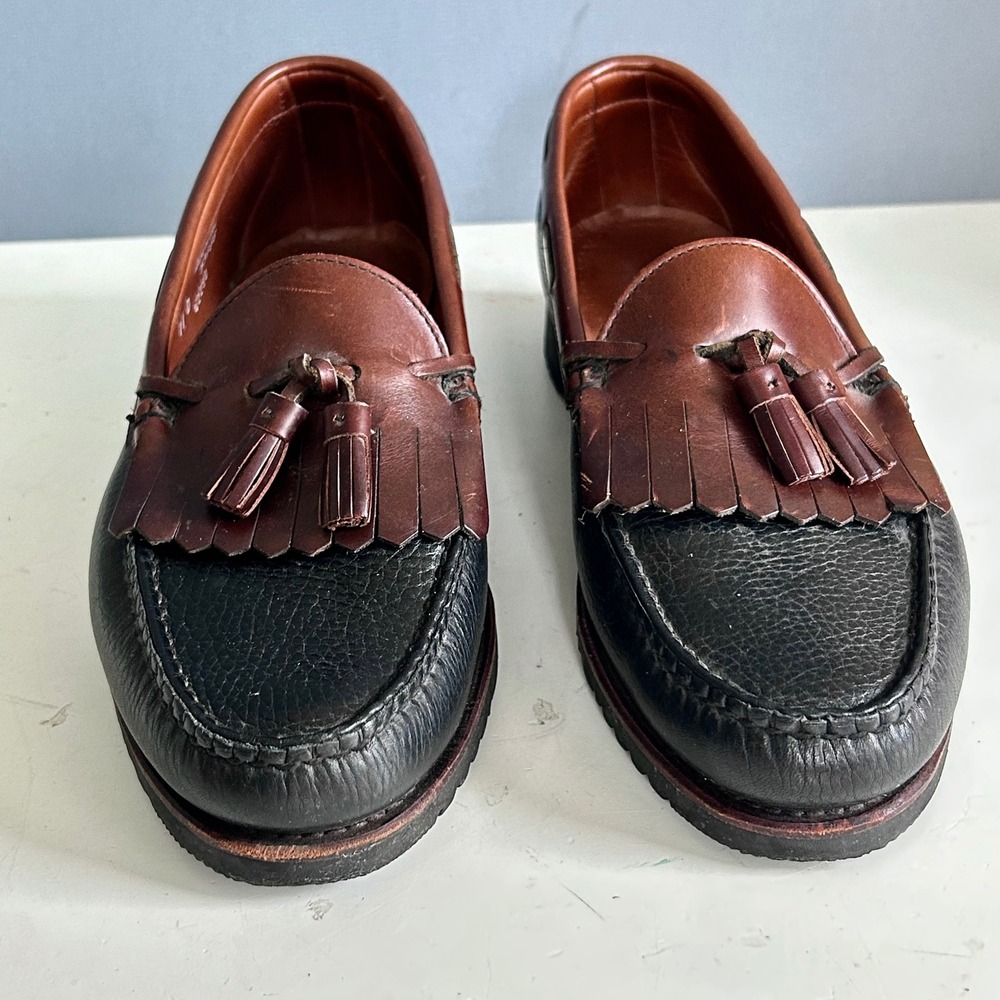 Allen Edmonds Loafers Mens 11 D Nashua Tassel Kiltie Boat Shoe Leather Preppy - Picture 6 of 13